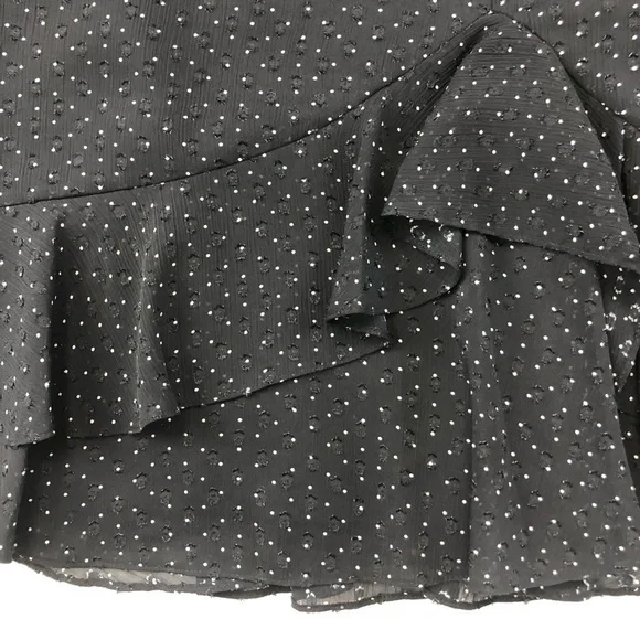 Club Monaco black Swiss dot jacquard ruffle lined mini skirt Size 4 - Picture 2 of 9